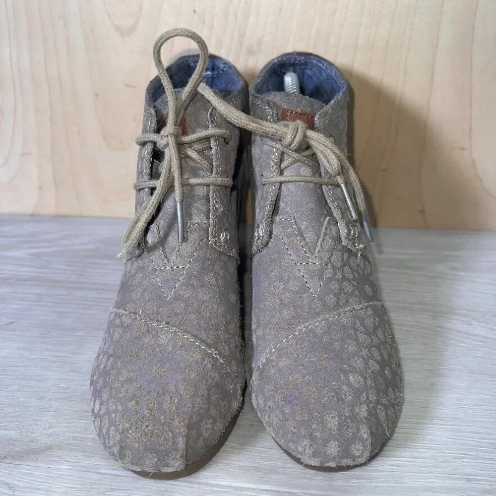 Toms Desert Taupe Moroccan‎ Wedge Booties Suede 380813 Woman's 7